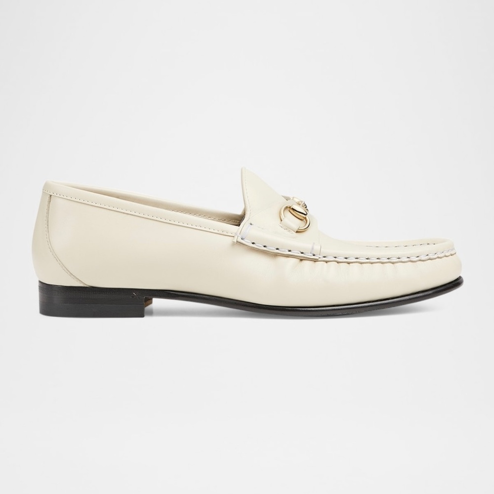 GUCCI WOMEN'S HORSEBIT 1953 LOAFER. SIZE: 37 1/2 EU ( 7 US). WHITE LEATHER